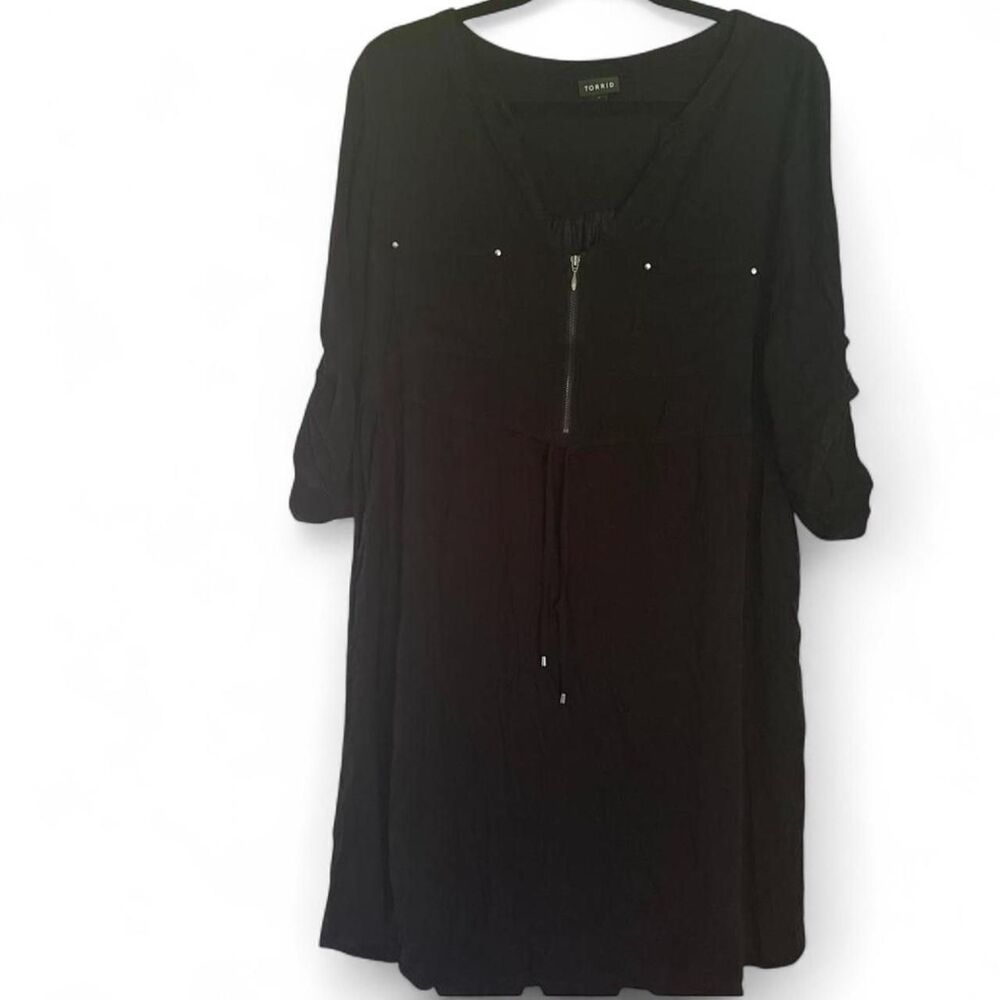 Torrid Black Zip Front Shirt Dress Size 0